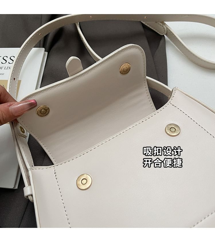 Bag Faux Crossbody Leather Flap Plain