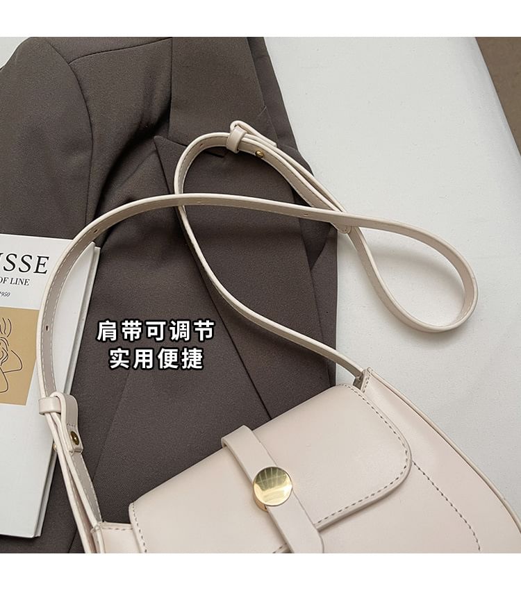 Bag Faux Crossbody Leather Flap Plain