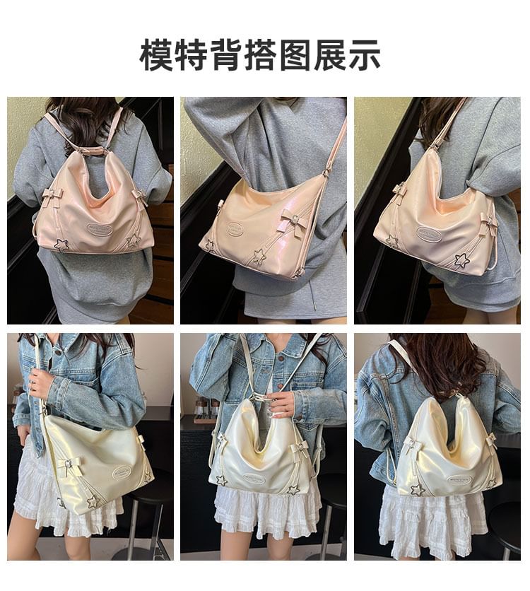 Bag Leather Star Faux Bow Crossbody Buckled