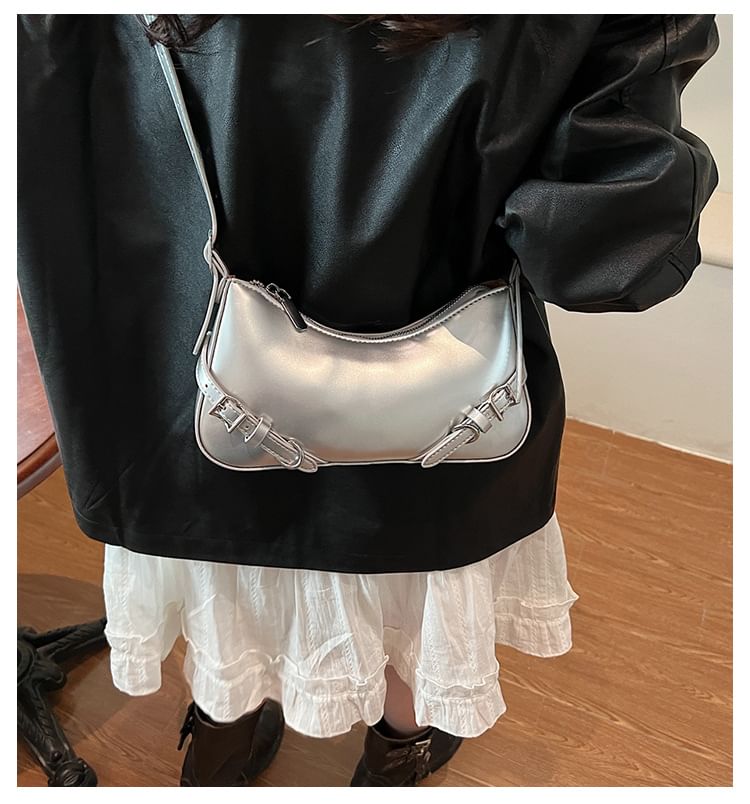 Bag Plain Faux Leather Buckled Crossbody