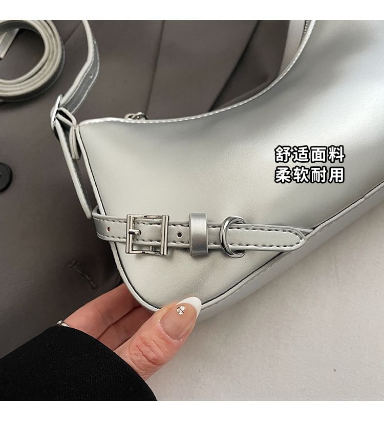 Bag Plain Faux Leather Buckled Crossbody
