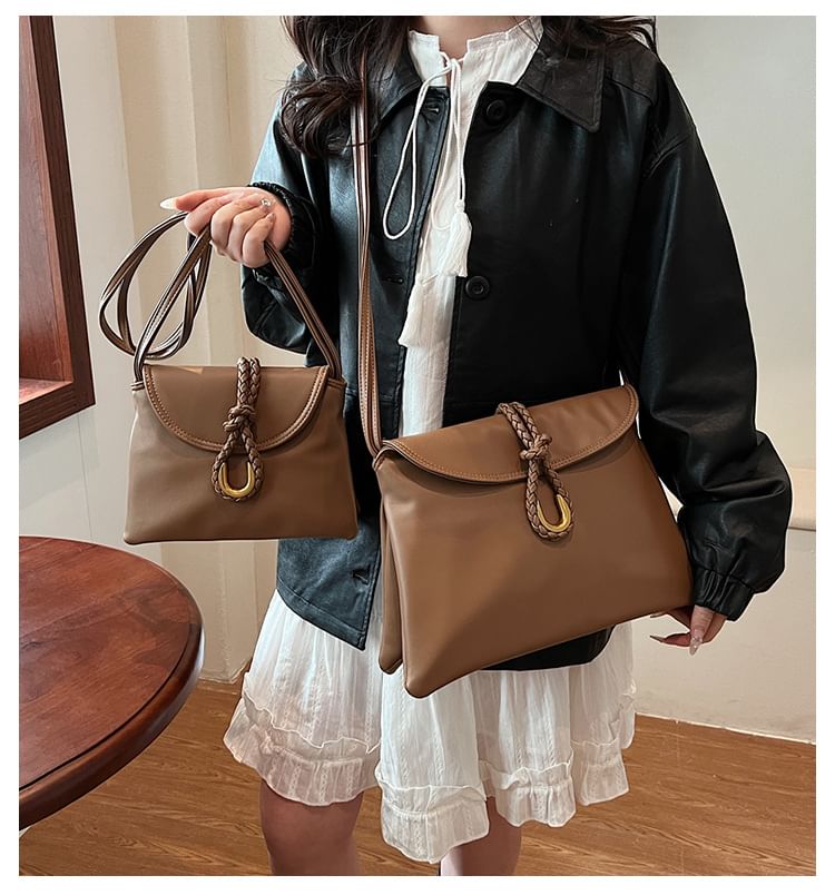 Knot Flap Faux Crossbody Leather Plain Bag