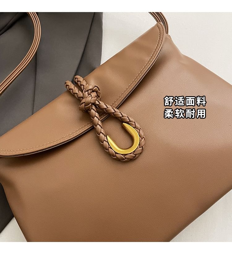 Knot Flap Faux Crossbody Leather Plain Bag