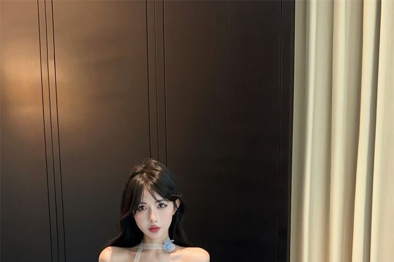 Ruched Top Asymmetrical Tube Plaid