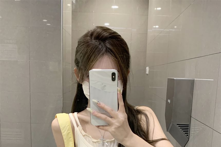 Lettuce Scoop Tone Two Edge Two-Piece Top Mock Camisole Crop Neck