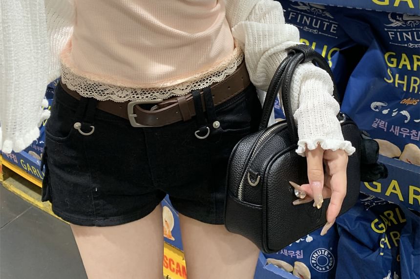 Lace Top Bow Neck Accent Panel Tank Scoop Crop Fit Slim