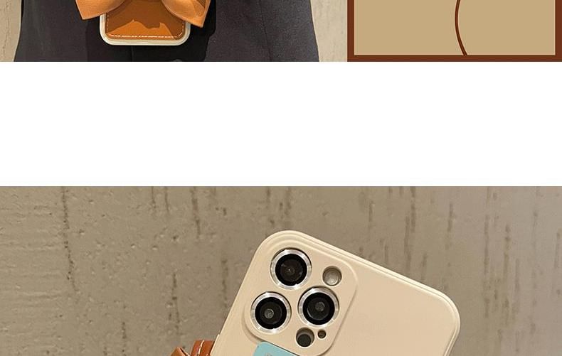 with Card Case Lanyard Phone Holder Faux Bow Leather