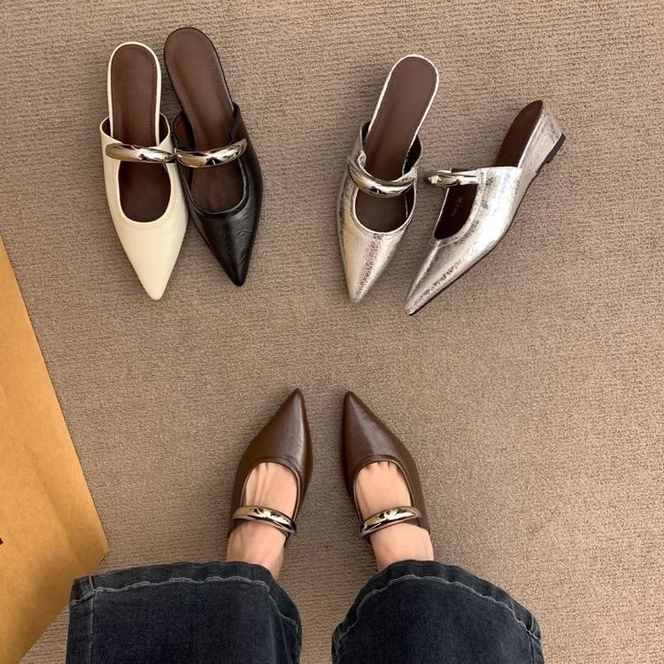 Wedge Mary Toe Mules Jane Pointed