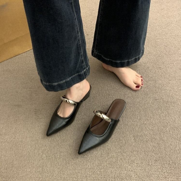 Wedge Mary Toe Mules Jane Pointed