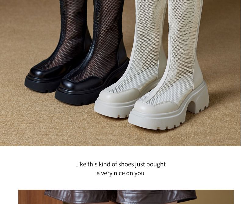 Panel Boots Platform Knee Mesh High