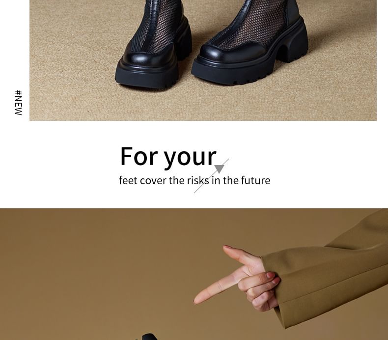 Panel Boots Platform Knee Mesh High