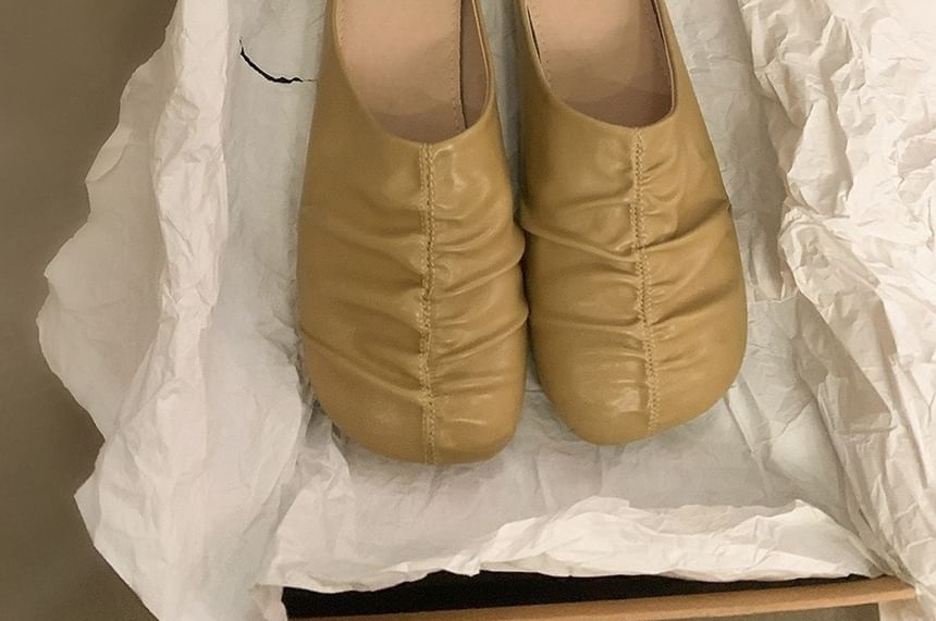 Mules Faux Leather Ruched