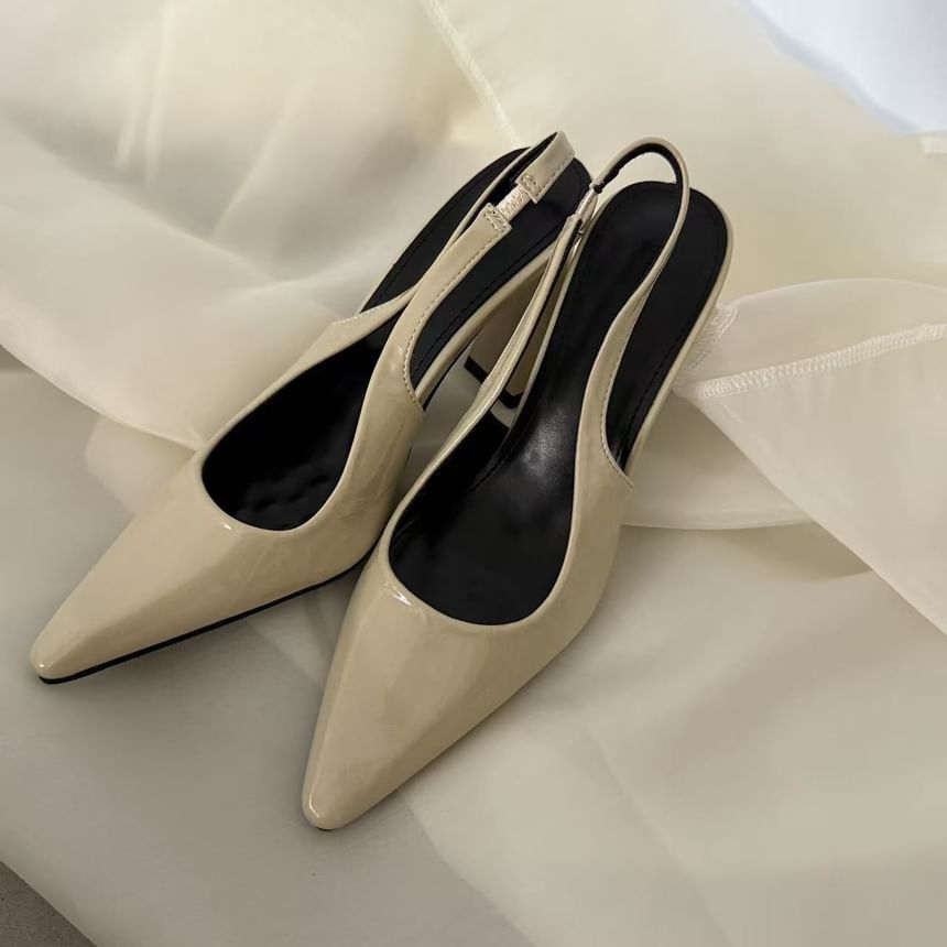 Slingback Toe Pumps Heel Block Pointed