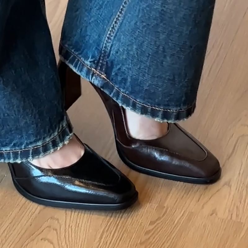 Heel Mary Square Toe Pumps Jane Block Panel