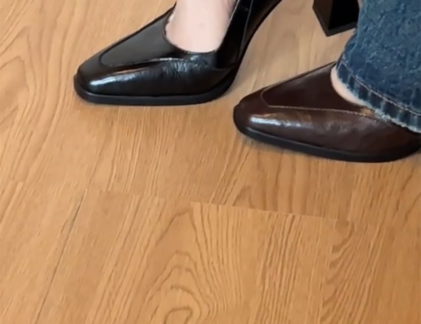 Heel Mary Square Toe Pumps Jane Block Panel