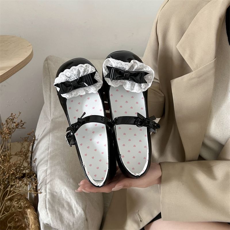 Bow Pumps Ruffle Jane Mary