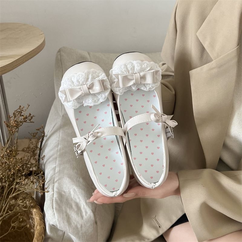 Bow Pumps Ruffle Jane Mary