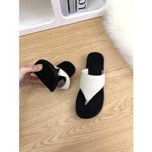 Faux Slide Thong Sandals Leather