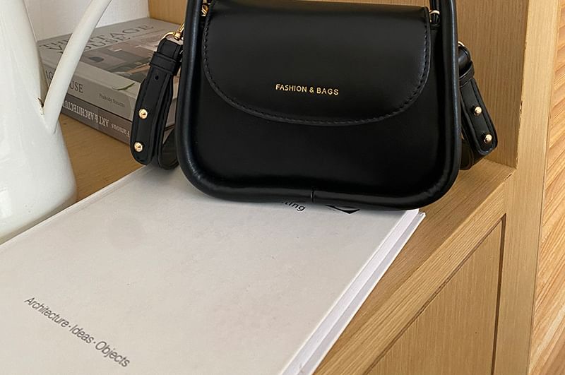 Leather Crossbody Bag Top Handle Faux Flap
