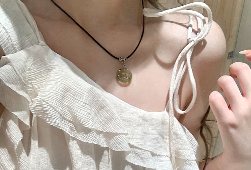 A-Line Midi Ruffle Trim Plain Sleeveless Dress Asymmetrical