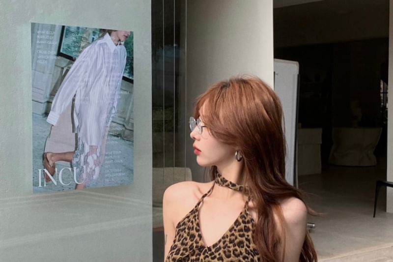 Mini Pencil Striped Denim Rhinestone High Skirt Rise