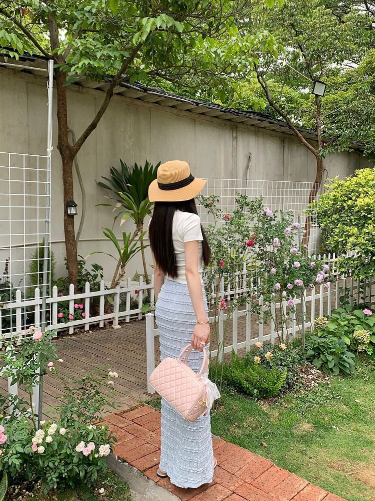 Tiered Rise Maxi High Skirt Pencil Floral