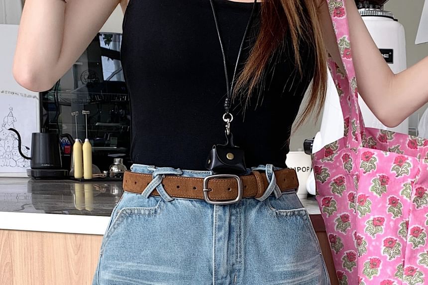 Mini Denim A-Line Waist Washed Skirt High