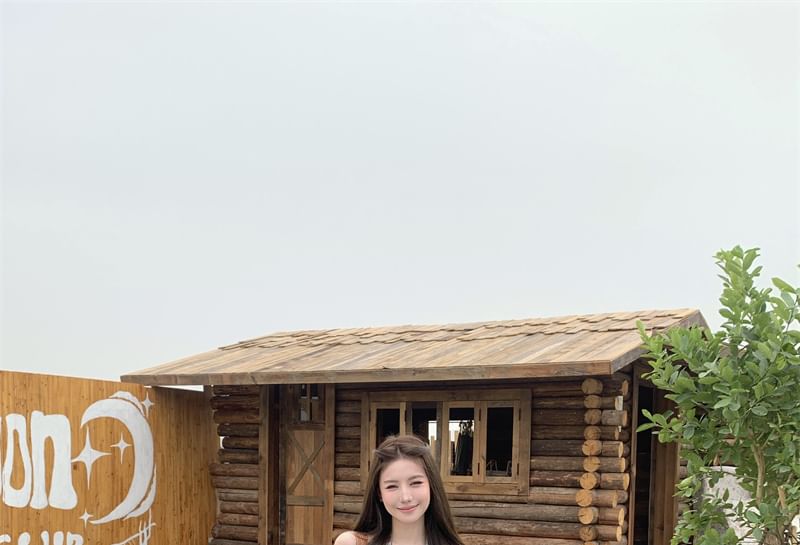 Halter Plaid Top Plain / Tank Waist Peplum Bow Culottes High