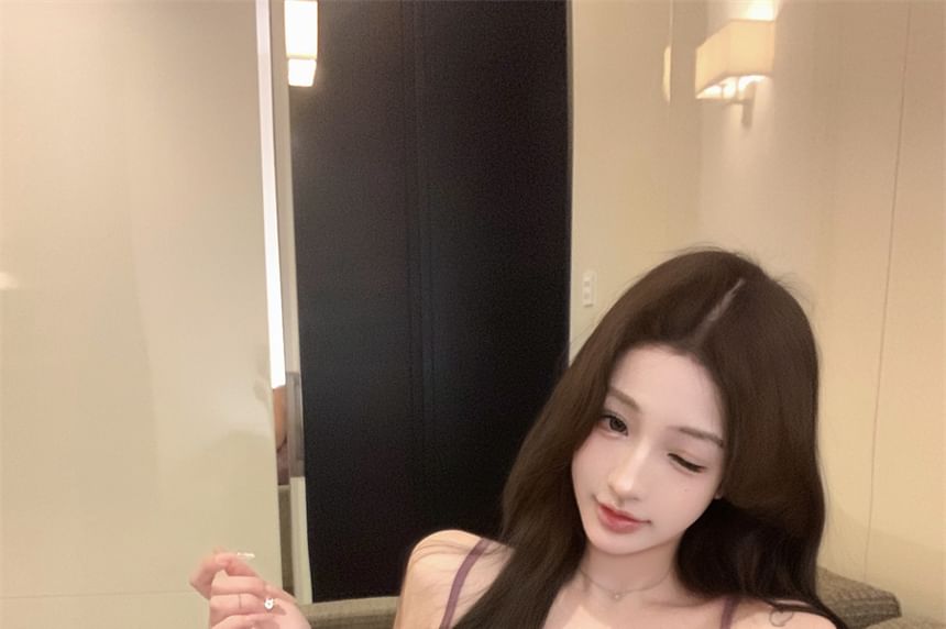 Flowy Top Lace Trim Panel Ruffle Cami