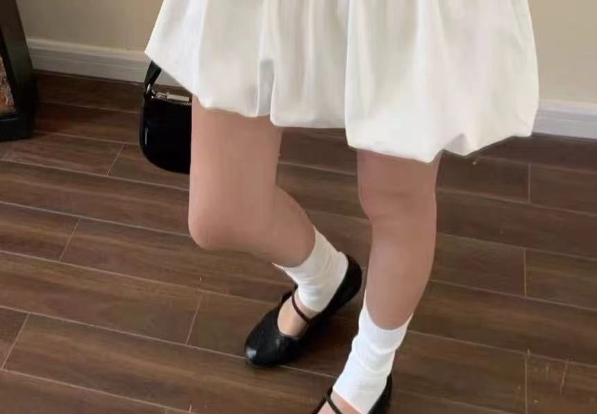 Bubble + Mini Rise High Belt A-Line Skirt Plain Set: Hem