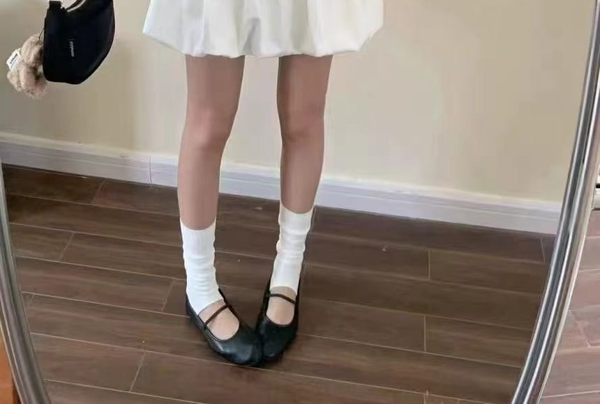 Bubble + Mini Rise High Belt A-Line Skirt Plain Set: Hem