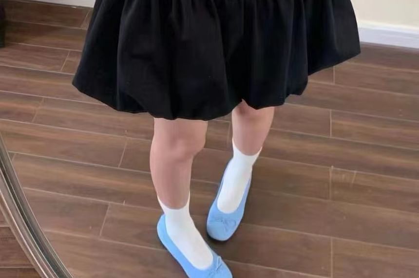 Bubble + Mini Rise High Belt A-Line Skirt Plain Set: Hem