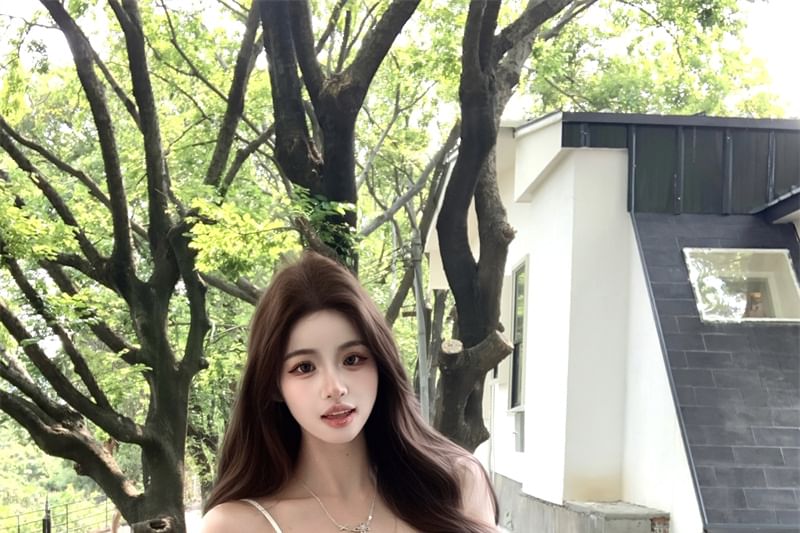 Top Panel Lace Cardigan Plain Corset /