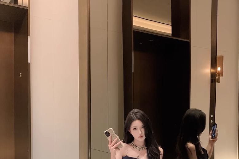 Camisole / Slim Floral Fit Plain Bootcut Lace Button Top Pants