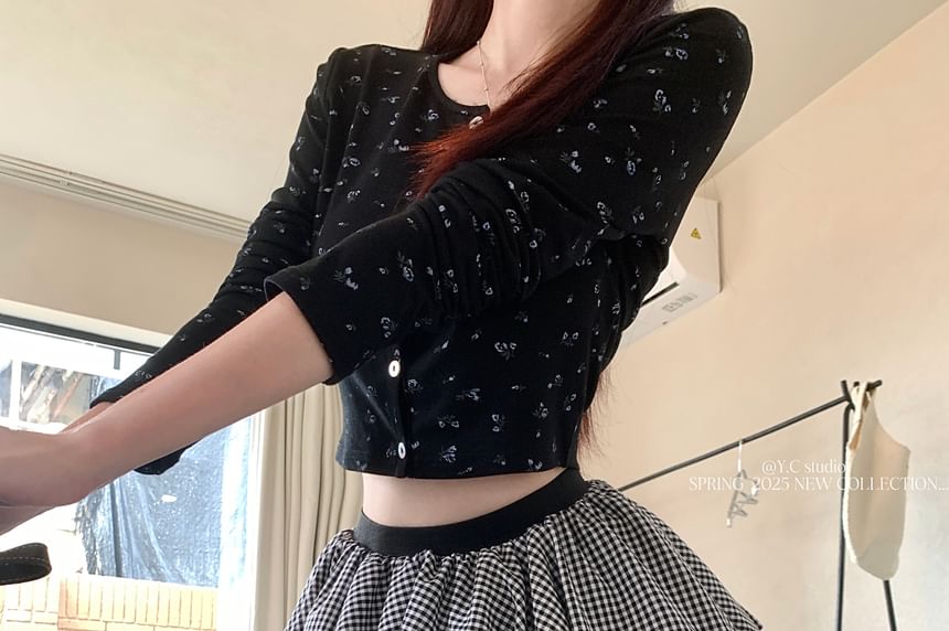 A-Line Bubble Hem Rise High Mini Skirt