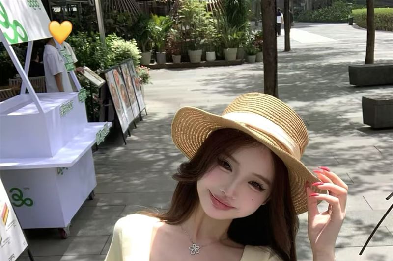 Midi Fit Neck Bow Short-Sleeve Floral T-Shirt Waist Elastic Slim Skirt A-Line Scoop /