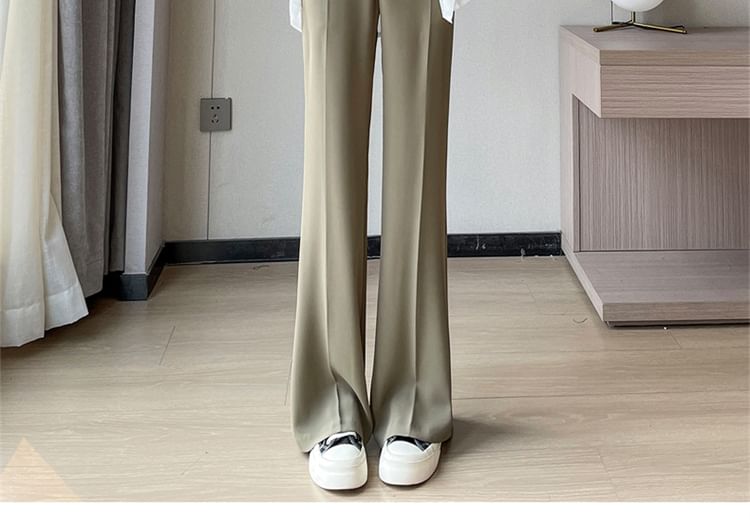 Straight Pants Dress High (Various Waist Designs) Leg Plain
