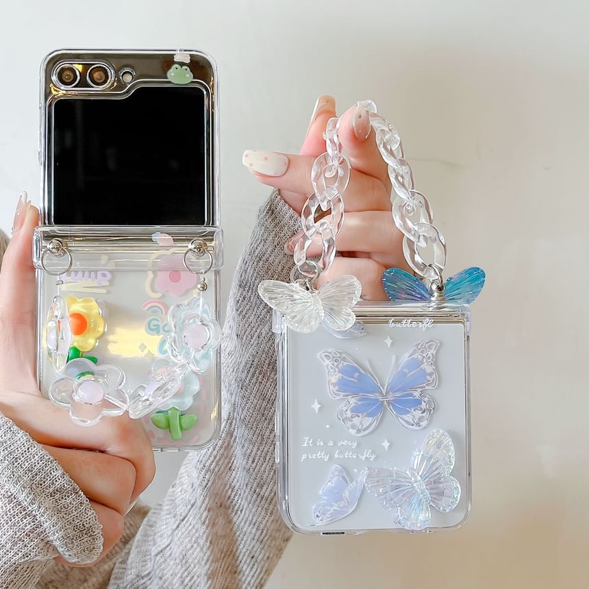 Phone Butterfly Set Case Floral Strap /