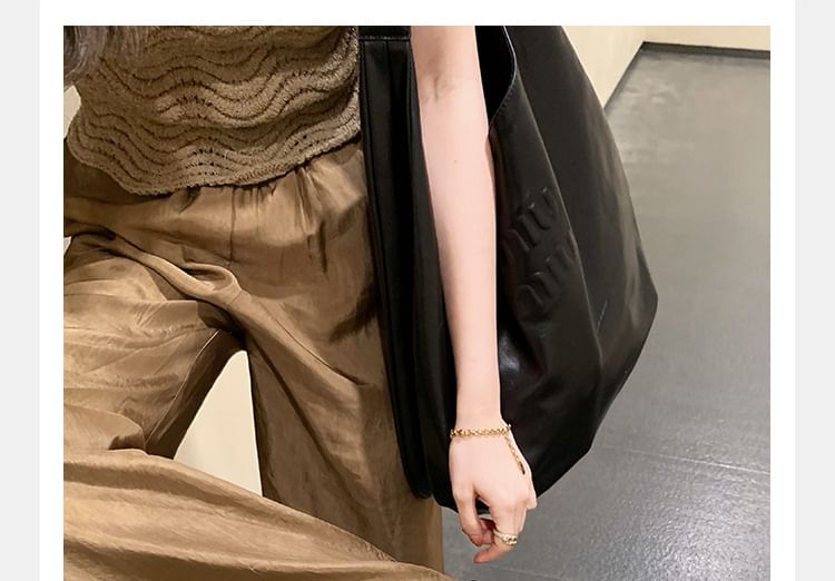 Sandals Square Toe Loop Slide Leather Ruched Faux