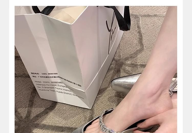 Mary Jane Mules Rhinestone Faux Hidden Leather Wedge