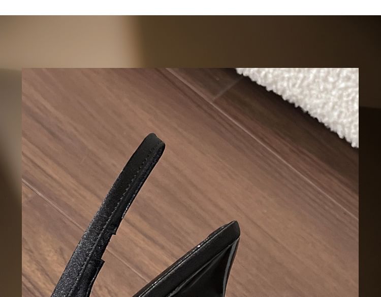 Slingback Toe High Bow Sandals Satin Pointed Heel