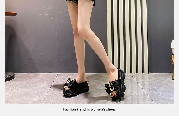 Platform Sandals Slide Bow