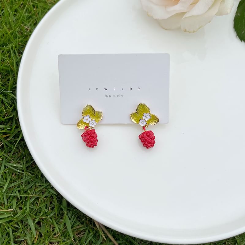 Earring Drop Alloy Berry Floral Glaze