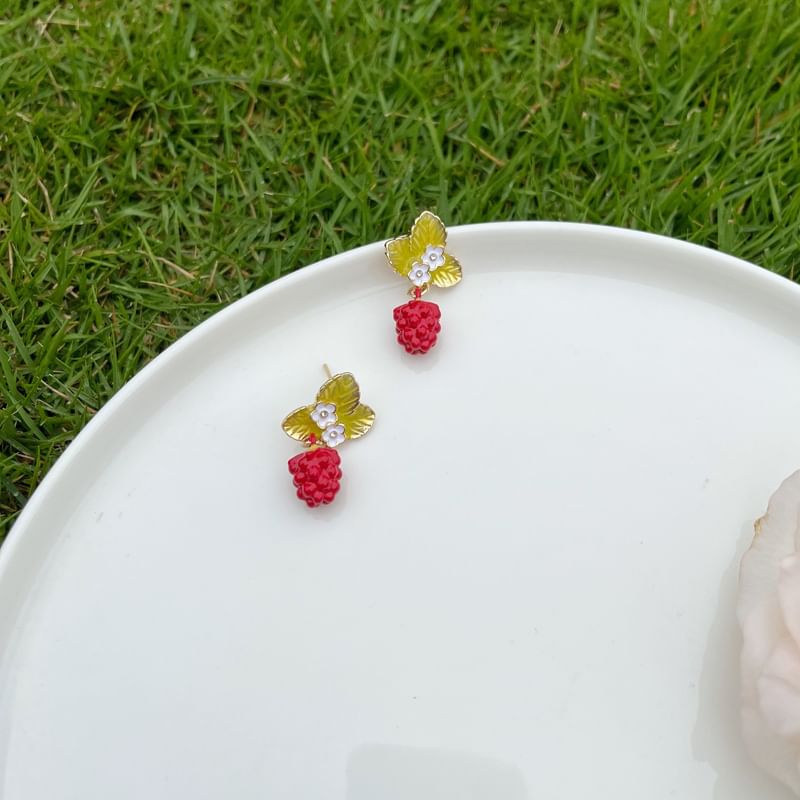 Earring Drop Alloy Berry Floral Glaze
