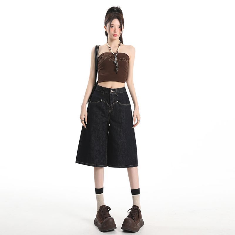 Mid Rise Denim Shorts