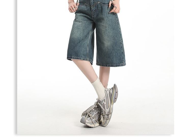 Mid Rise Denim Shorts