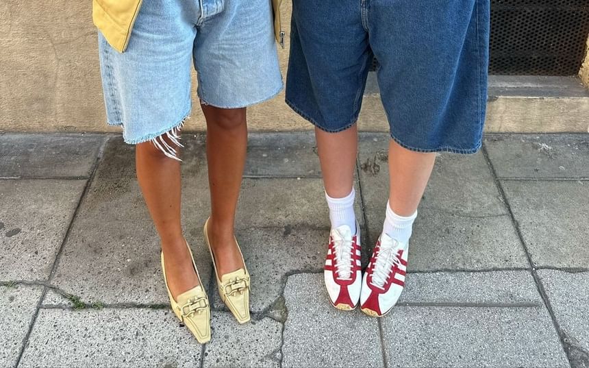 Shorts Washed Straight-Leg Denim Waist Low Pocket