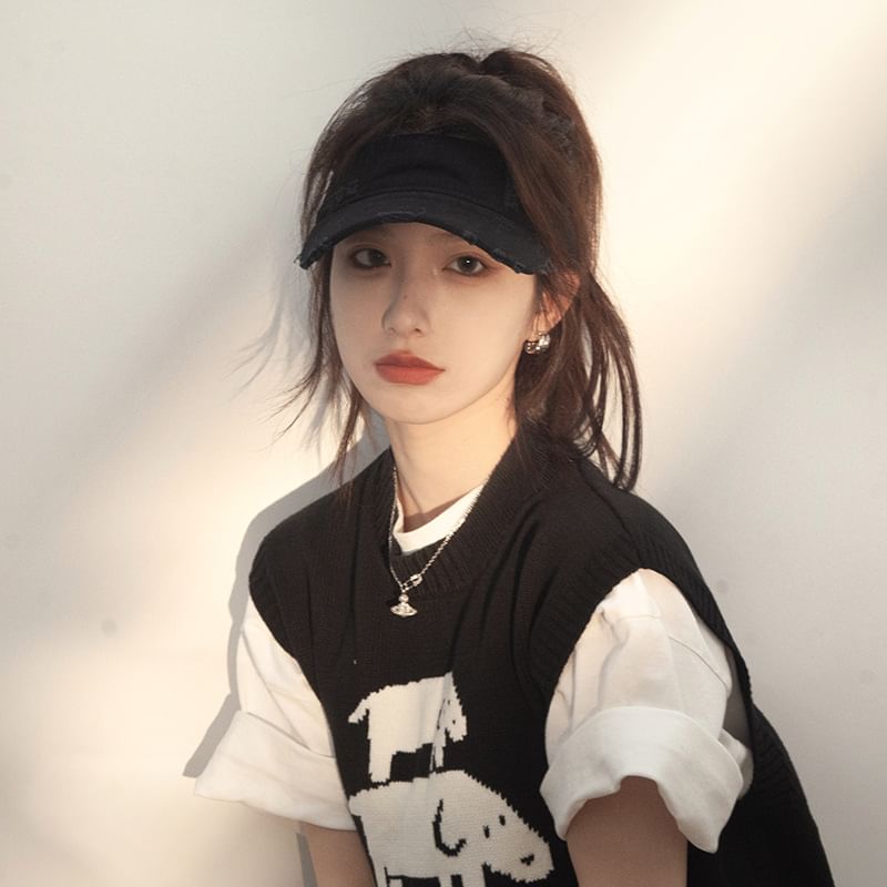 Distressed Visor Plain Sun