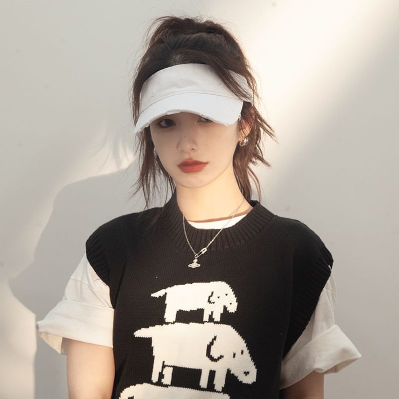 Distressed Visor Plain Sun