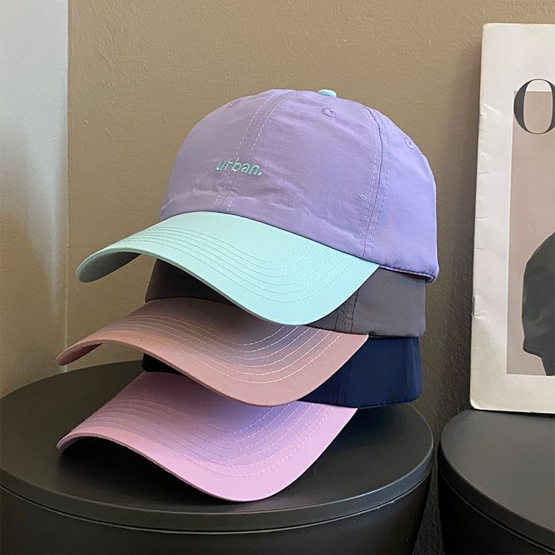 Lettering Embroidered Two-Tone Baseball Cap